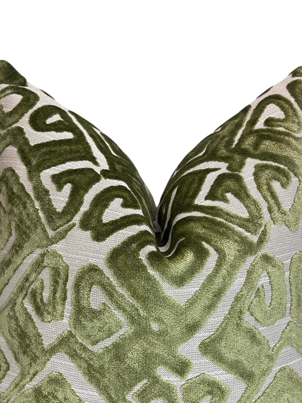 Chartreuse Green Designer Cut Velvet Throw Pillow Cover Green Velvet Geometric Pillow, Abstract Velvet Pillow, tribal Inspired velvet Pillow