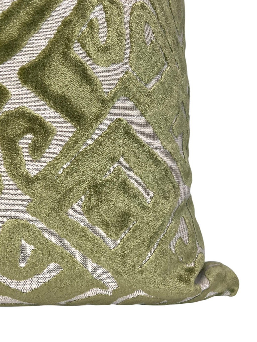 Chartreuse Green Designer Cut Velvet Throw Pillow Cover Green Velvet Geometric Pillow, Abstract Velvet Pillow, tribal Inspired velvet Pillow