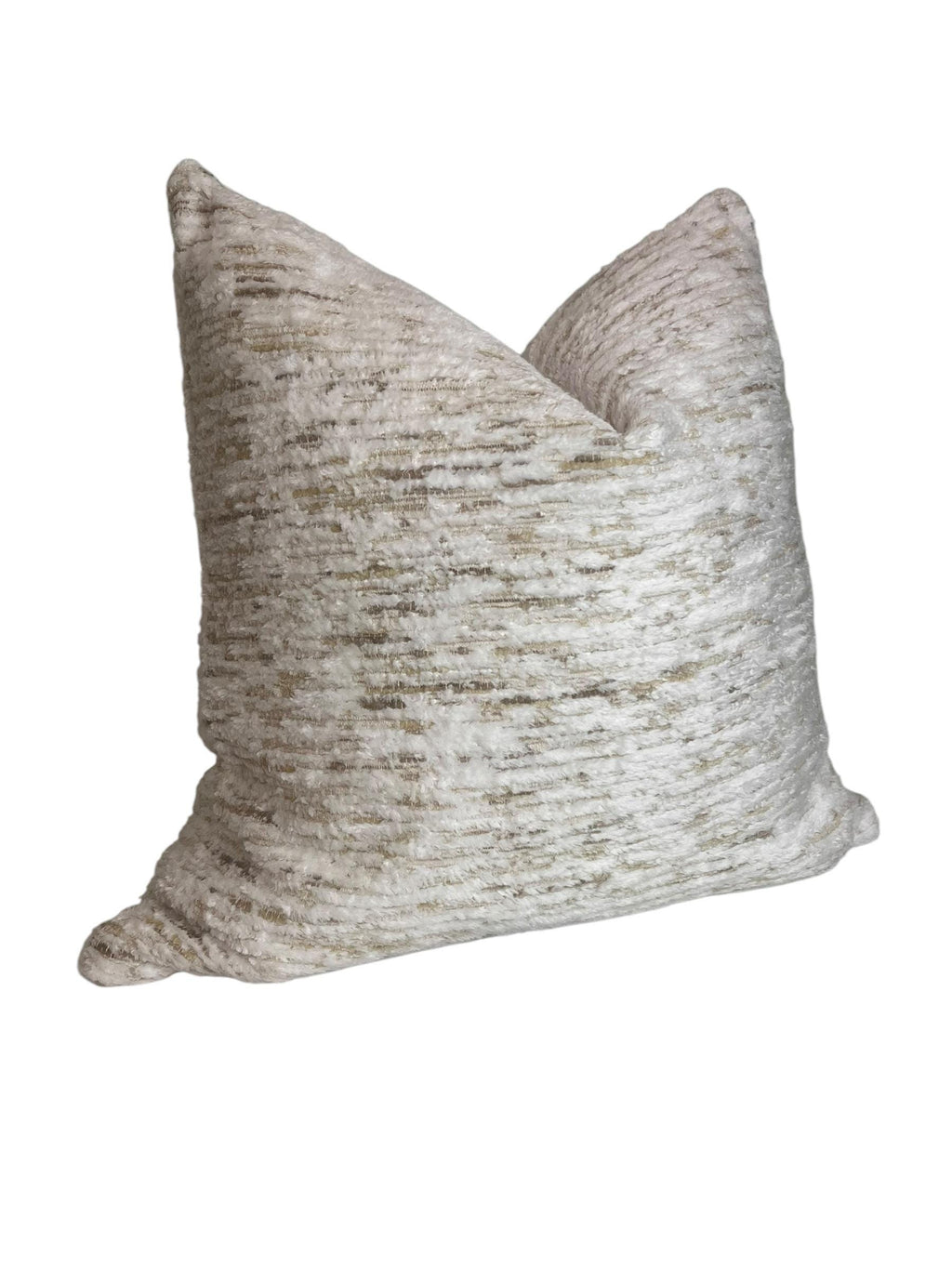 Plush Chenille Pillow Cover, Taupe and Ivory Striped Cushion, Modern Luxe Decor, Neutral Cut Velvet Pillow, Soft Ribbed Throw Pillow Cover