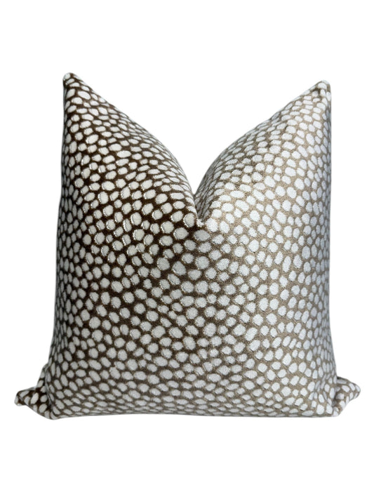 Luxury Antelope Print Pillow Cover | Neutral Velvet Throw Pillow, Modern Animal Print Cushion, Fawn Print Pillow Cover, Spotted Pillow Cover