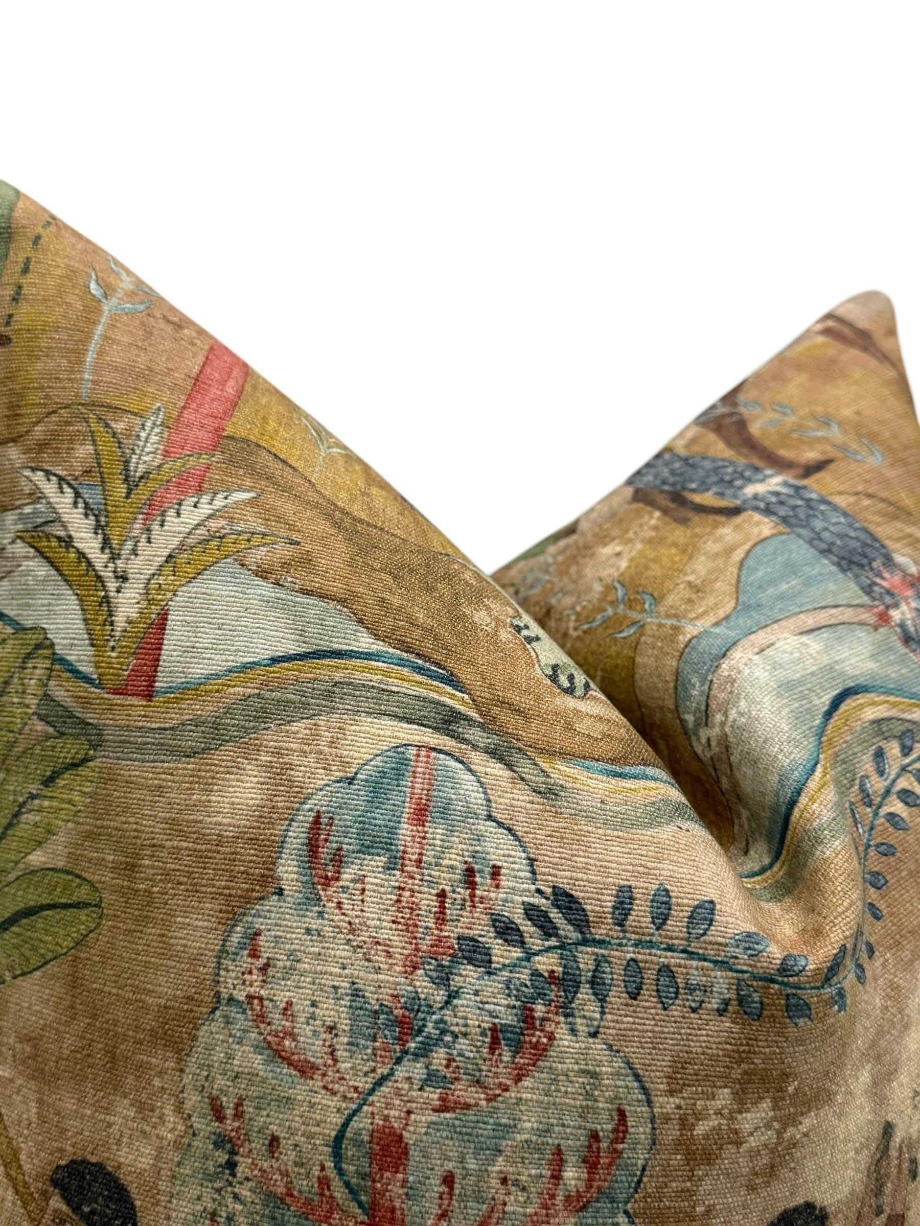 Vintage Tapestry Pillow, Antique-Inspired Decorative Cushion, Old World Decor Pillow, Rustic Boho Tapestry Cushion, Historical Art Cover
