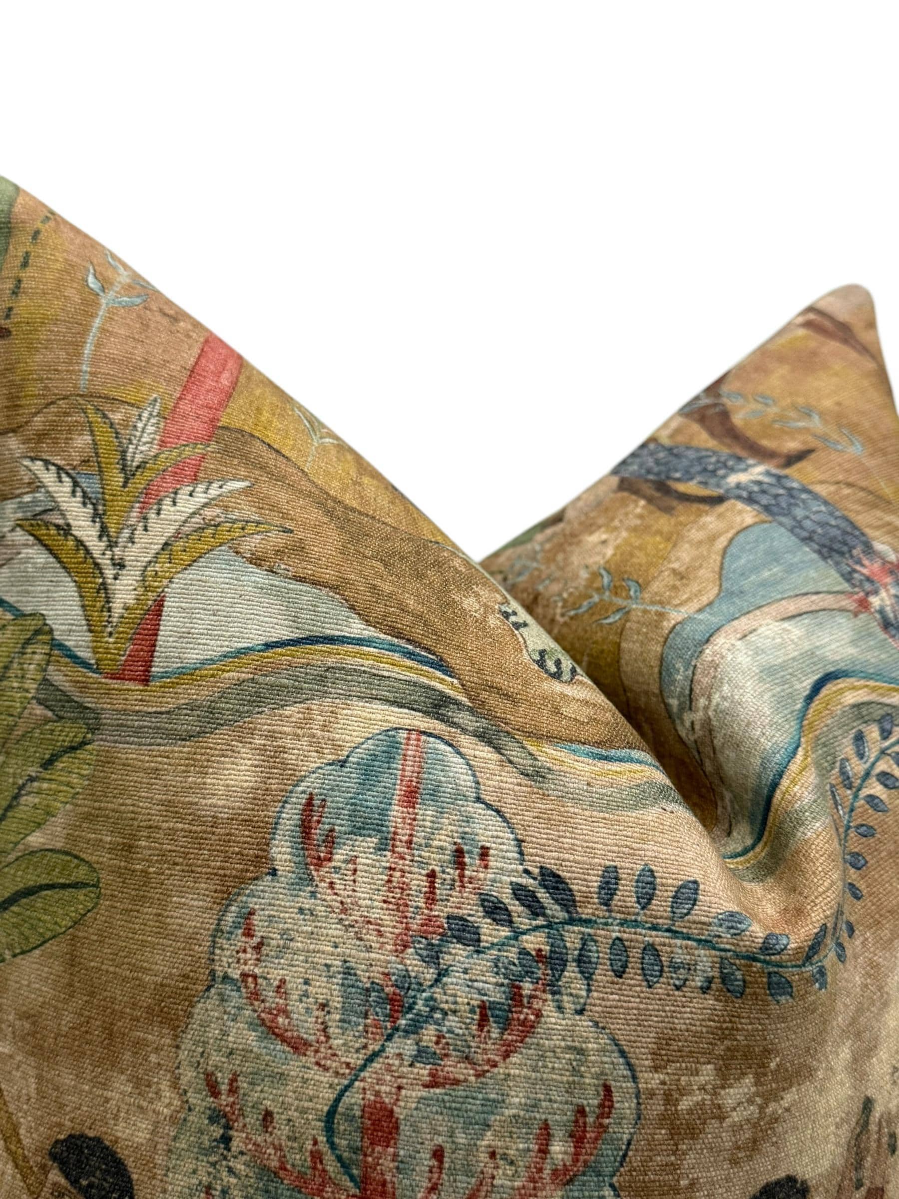 Vintage Tapestry Pillow, Antique-Inspired Decorative Cushion, Old World Decor Pillow, Rustic Boho Tapestry Cushion, Historical Art Cover