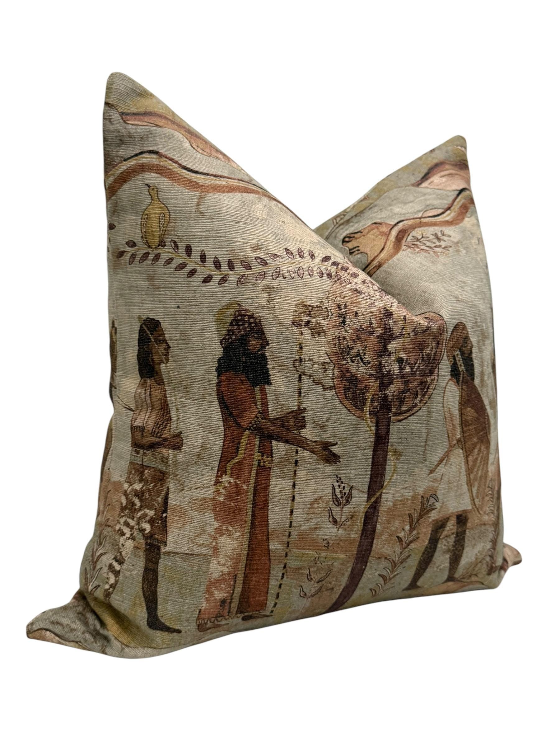 Vintage Tapestry Pillow Cover, Antique-Inspired Linen-Cotton Cushion