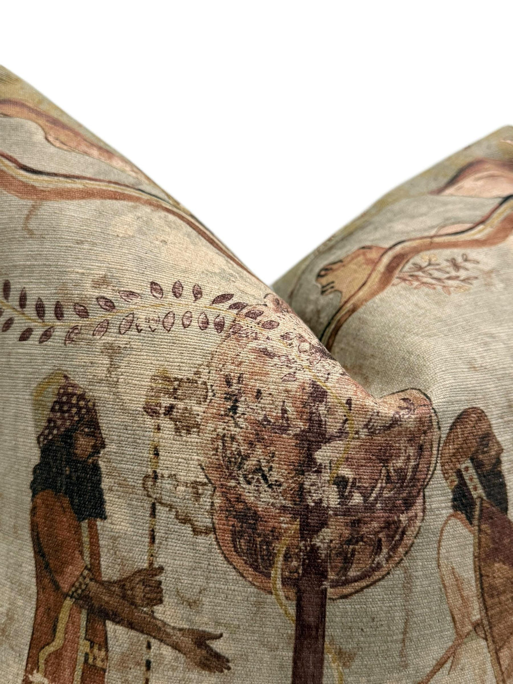 Vintage Tapestry Pillow Cover, Antique-Inspired Linen-Cotton Cushion