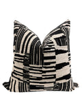 Black and White Pillow Cover, Modern Geometric Throw Pillow, Textured Cushion, Abstract Geometric Pillow | Black and Cream Accent Cushion
