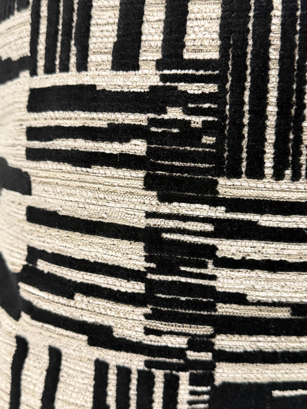 Black and White Pillow Cover, Modern Geometric Throw Pillow, Textured Cushion, Abstract Geometric Pillow | Black and Cream Accent Cushion