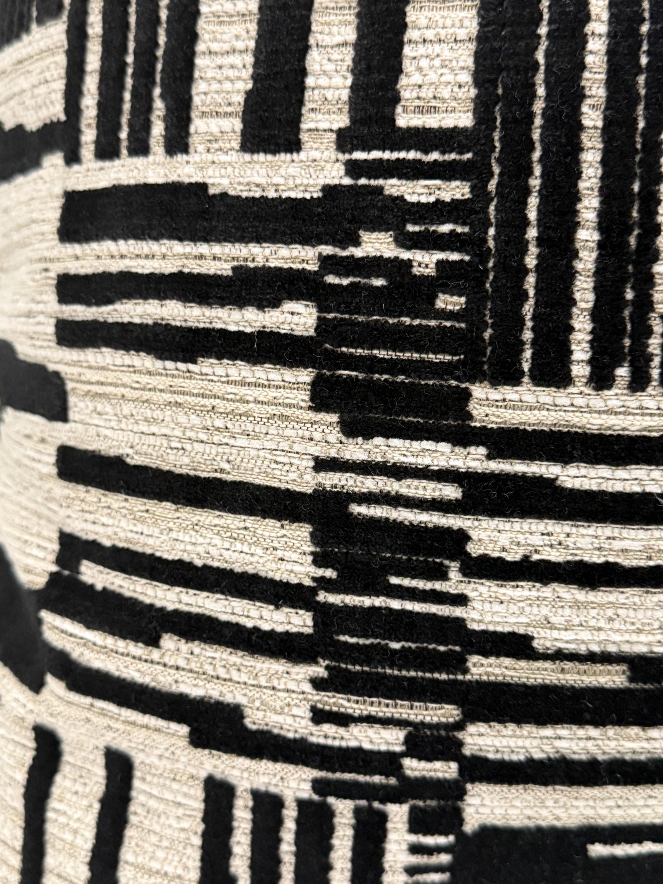 Black and White Pillow Cover, Modern Geometric Throw Pillow, Textured Cushion, Abstract Geometric Pillow | Black and Cream Accent Cushion
