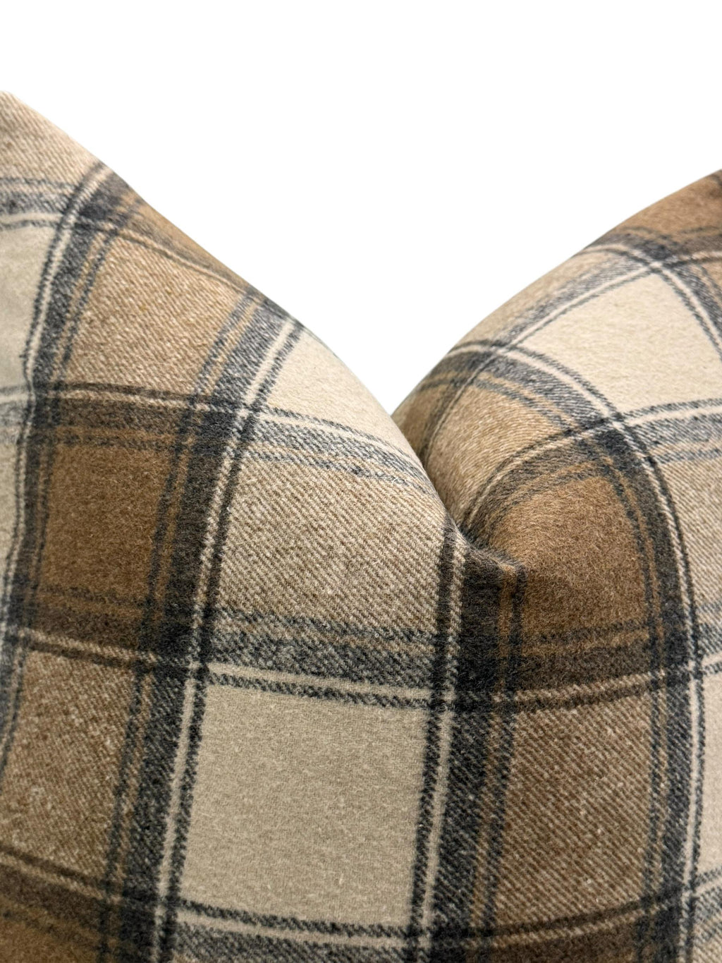 Plaid Pillow Cover, Rustic Farmhouse Throw Pillow, Brown Check Cushion, Cozy Wool Pillow Cover, Cabin Style, Flannel Plaid Pillow Cover