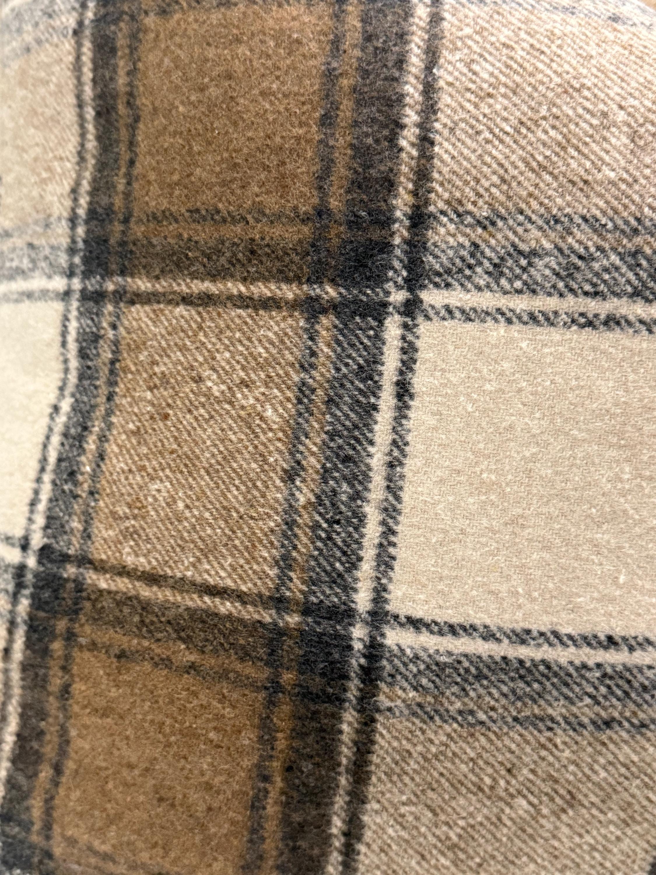 Plaid Pillow Cover, Rustic Farmhouse Throw Pillow, Brown Check Cushion, Cozy Wool Pillow Cover, Cabin Style, Flannel Plaid Pillow Cover
