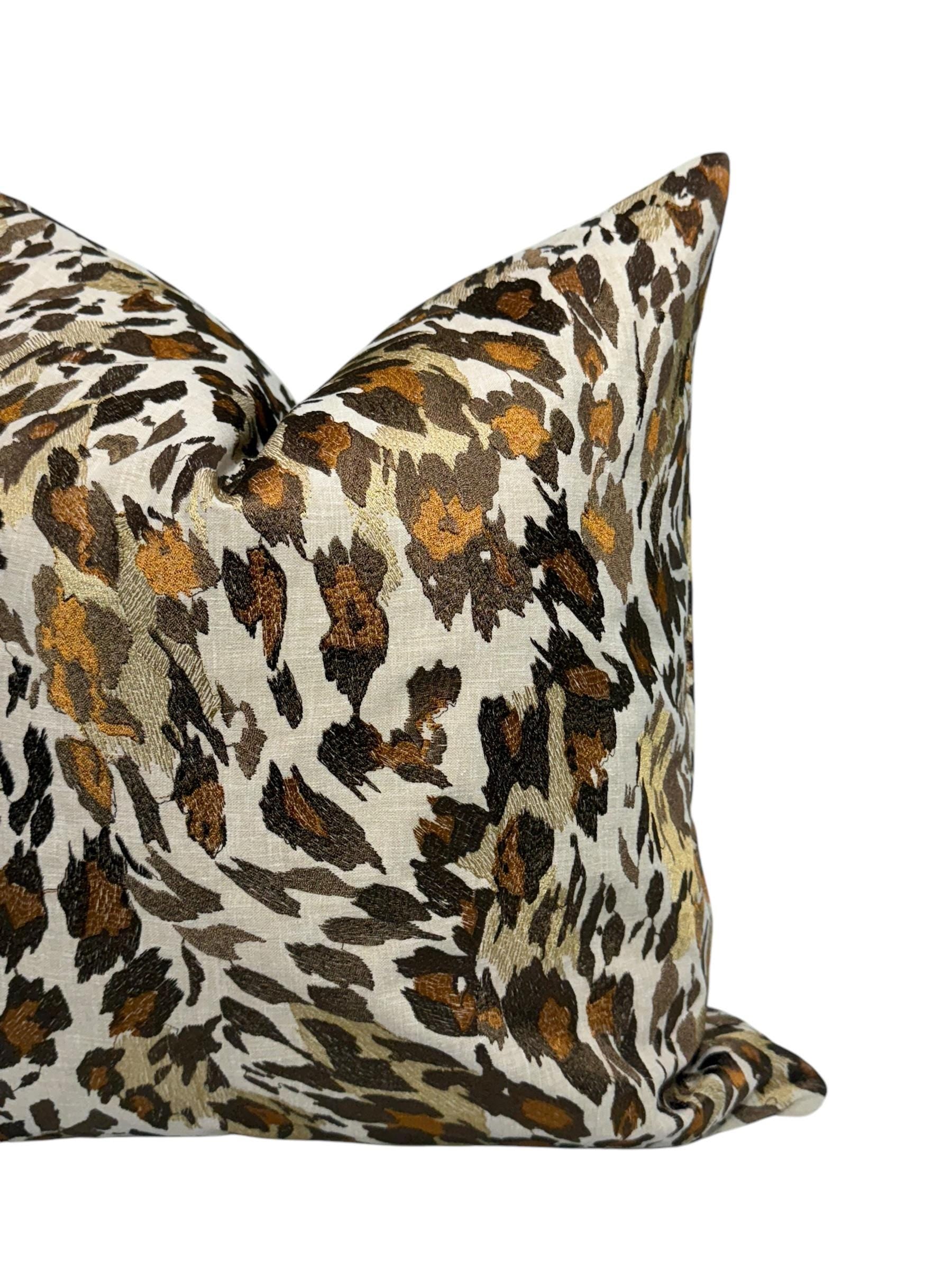 Handmade Cheetah Print Pillow Cover, Neutral Animal Print Cushion