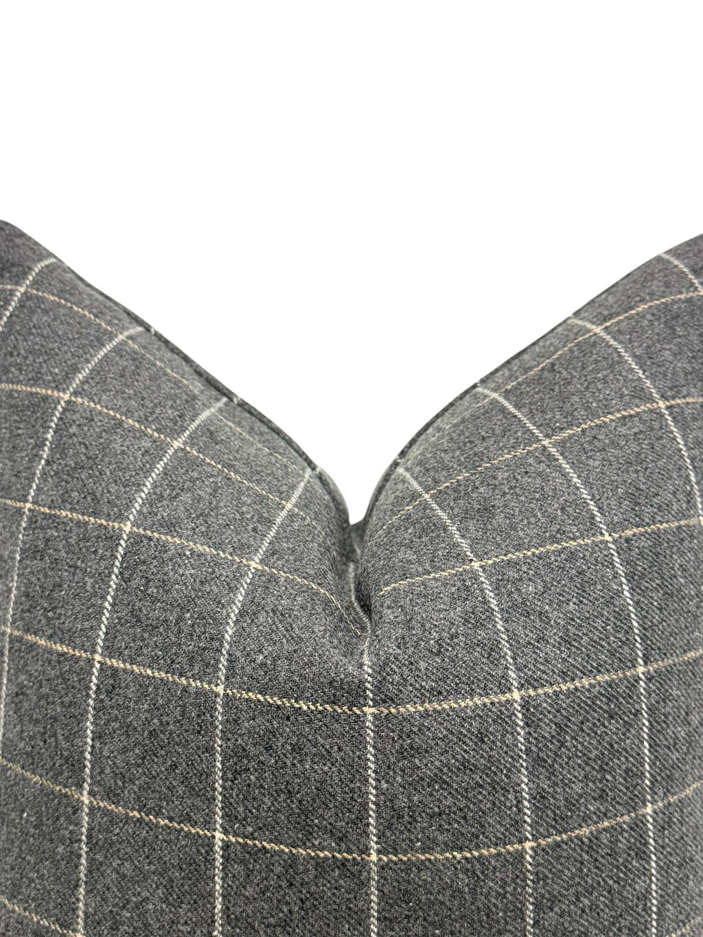 Gray Windowpane Plaid Wool Pillow Cover, Modern Farmhouse Cushion