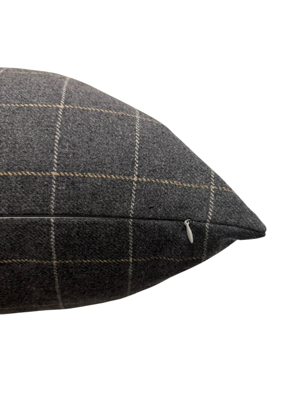 Gray Windowpane Plaid Wool Pillow Cover, Modern Farmhouse Cushion