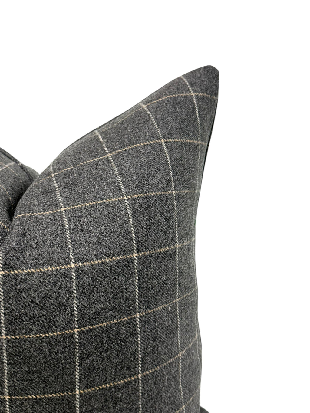 Gray Windowpane Plaid Wool Pillow Cover, Modern Farmhouse Cushion