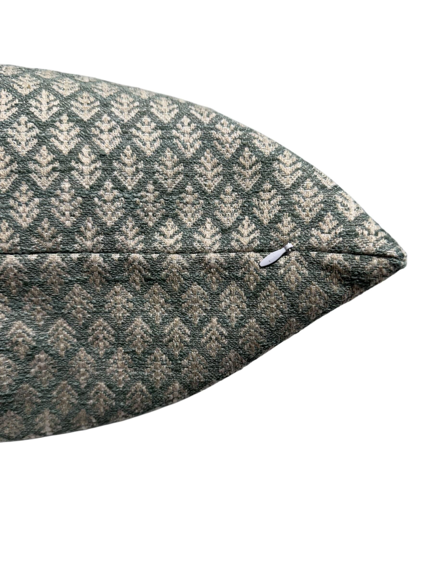 Muted Green Leaf Pattern Pillow Cover, Woven Accent Pillow