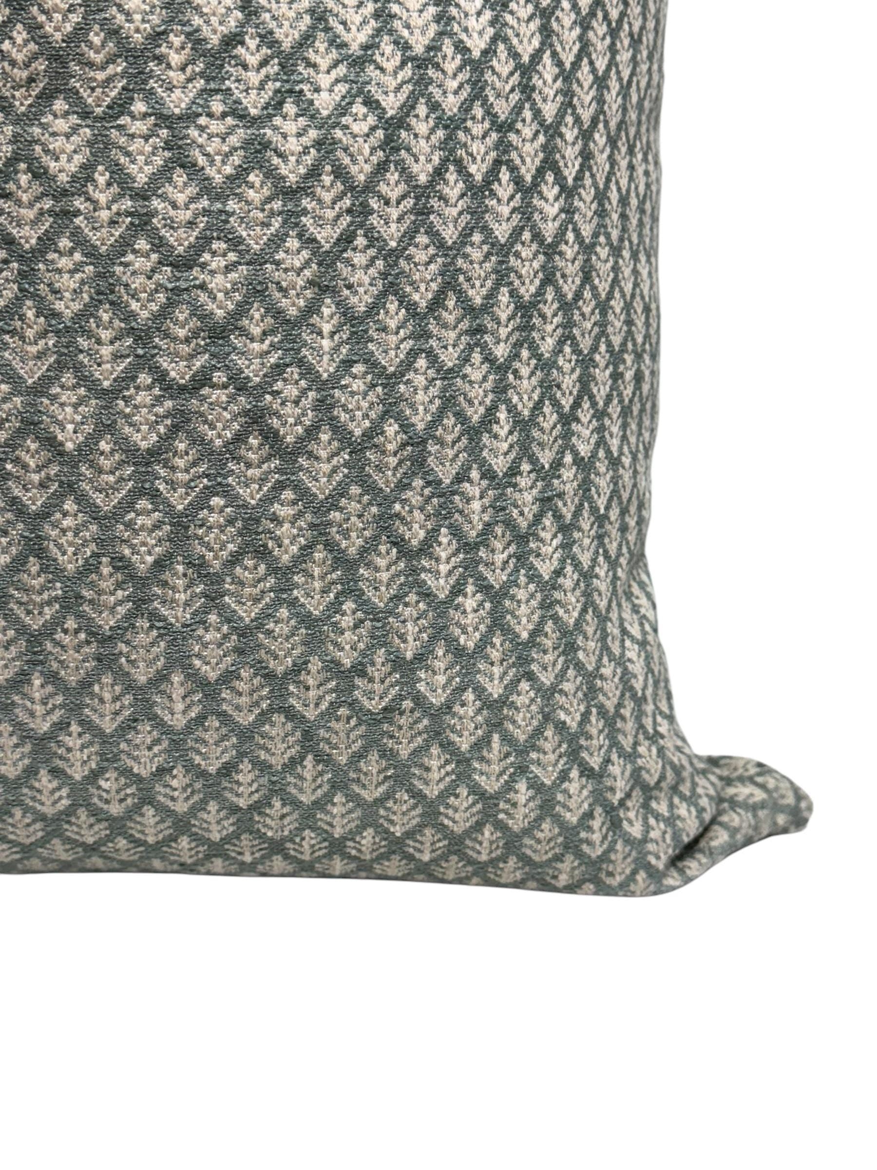 Muted Green Leaf Pattern Pillow Cover, Woven Accent Pillow