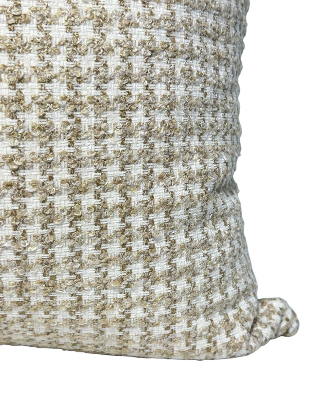 Handmade Beige Houndstooth Pillow Cover, Neutral Woven Throw Pillow