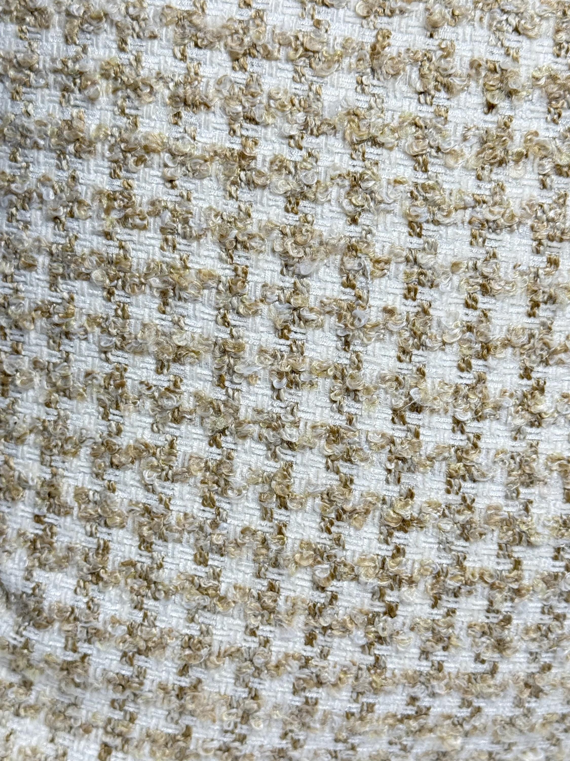 Handmade Beige Houndstooth Pillow Cover, Neutral Woven Throw Pillow