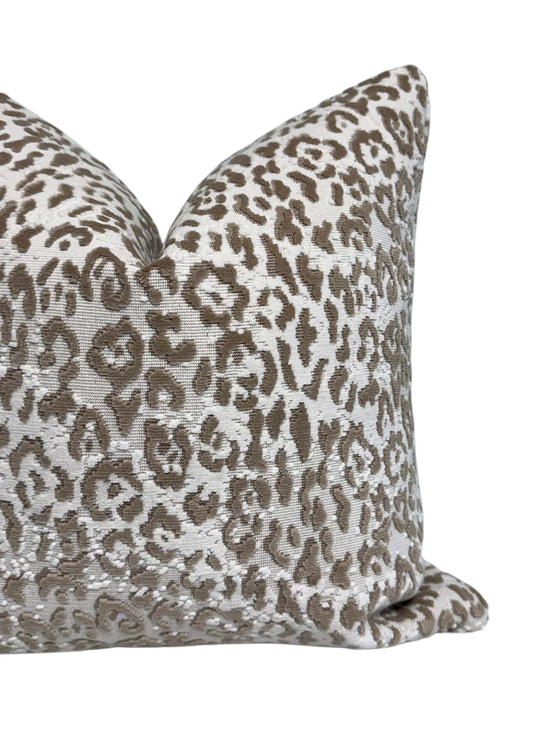 Handmade Neutral Leopard Velvet Pillow Cover, Modern Accent Cushion