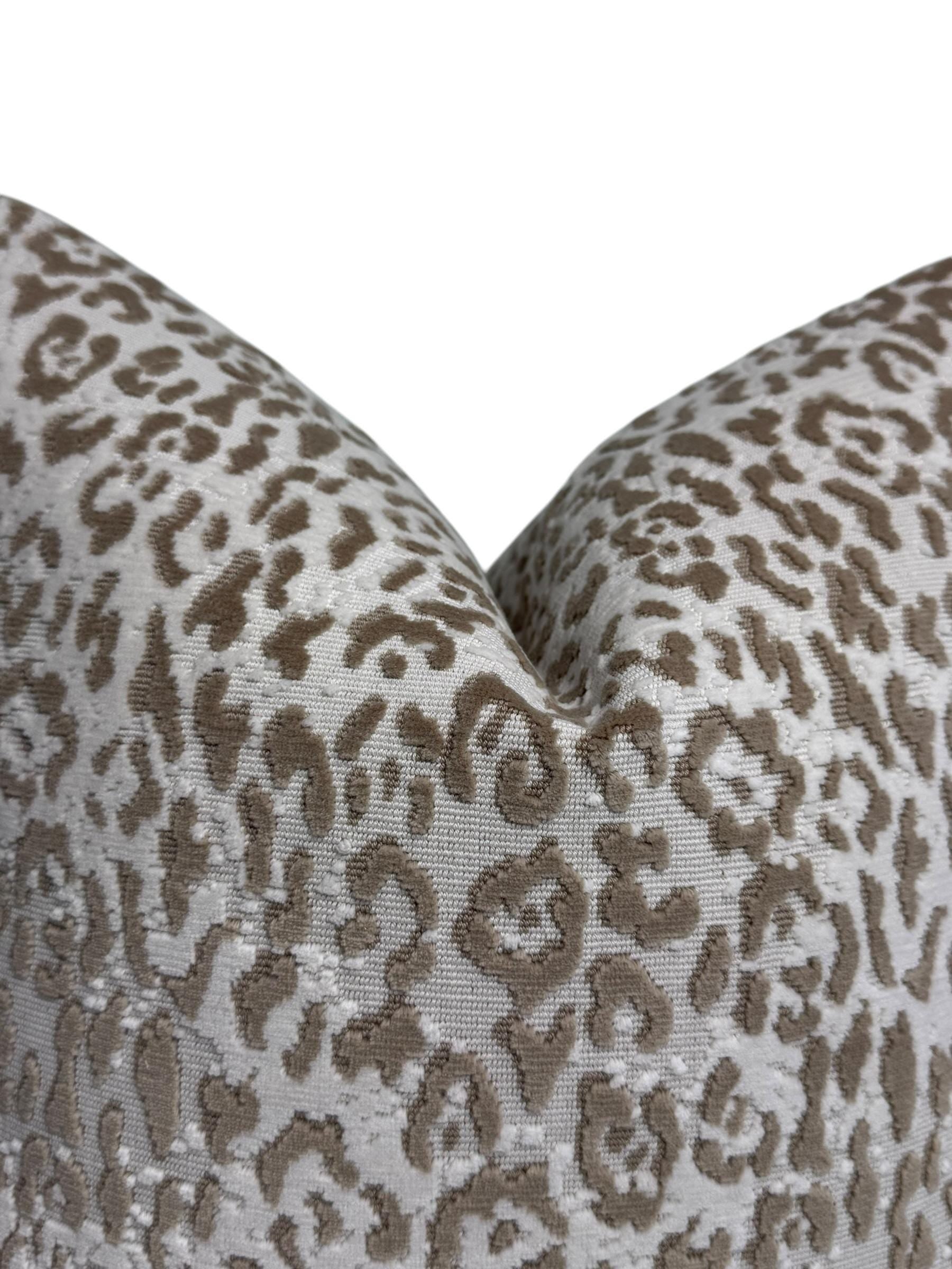 Handmade Neutral Leopard Velvet Pillow Cover, Modern Accent Cushion