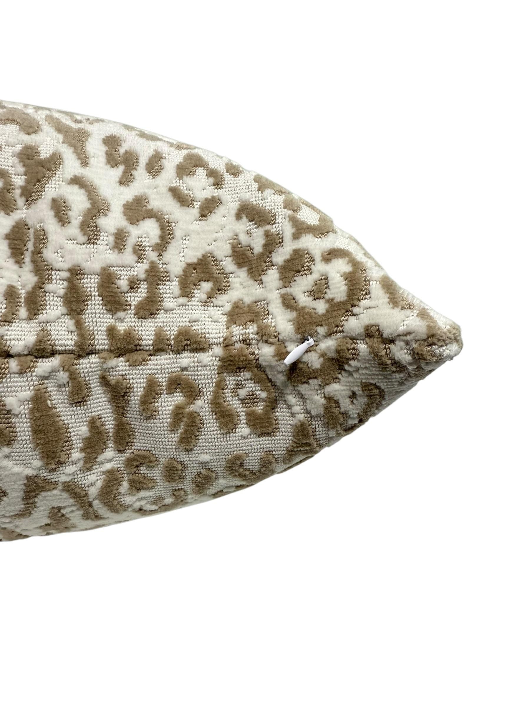 Handmade Neutral Leopard Velvet Pillow Cover, Modern Accent Cushion