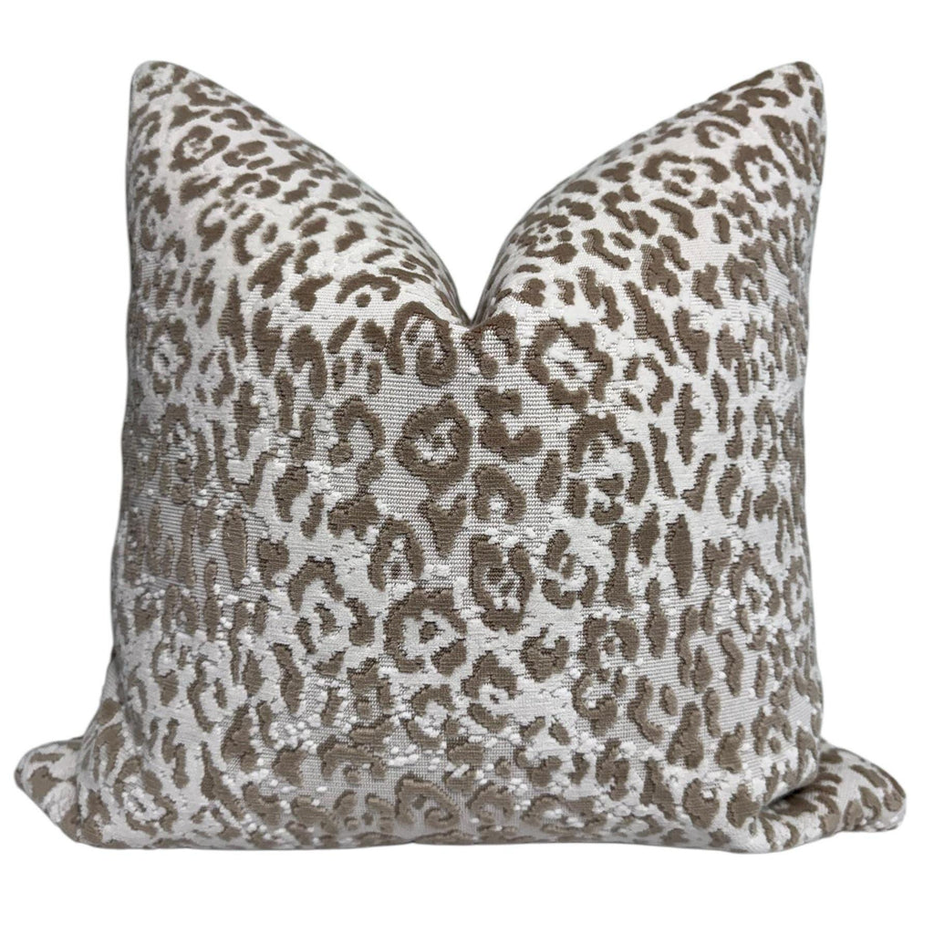 Handmade Neutral Leopard Velvet Pillow Cover, Modern Accent Cushion