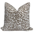 Handmade Neutral Leopard Velvet Pillow Cover, Modern Accent Cushion