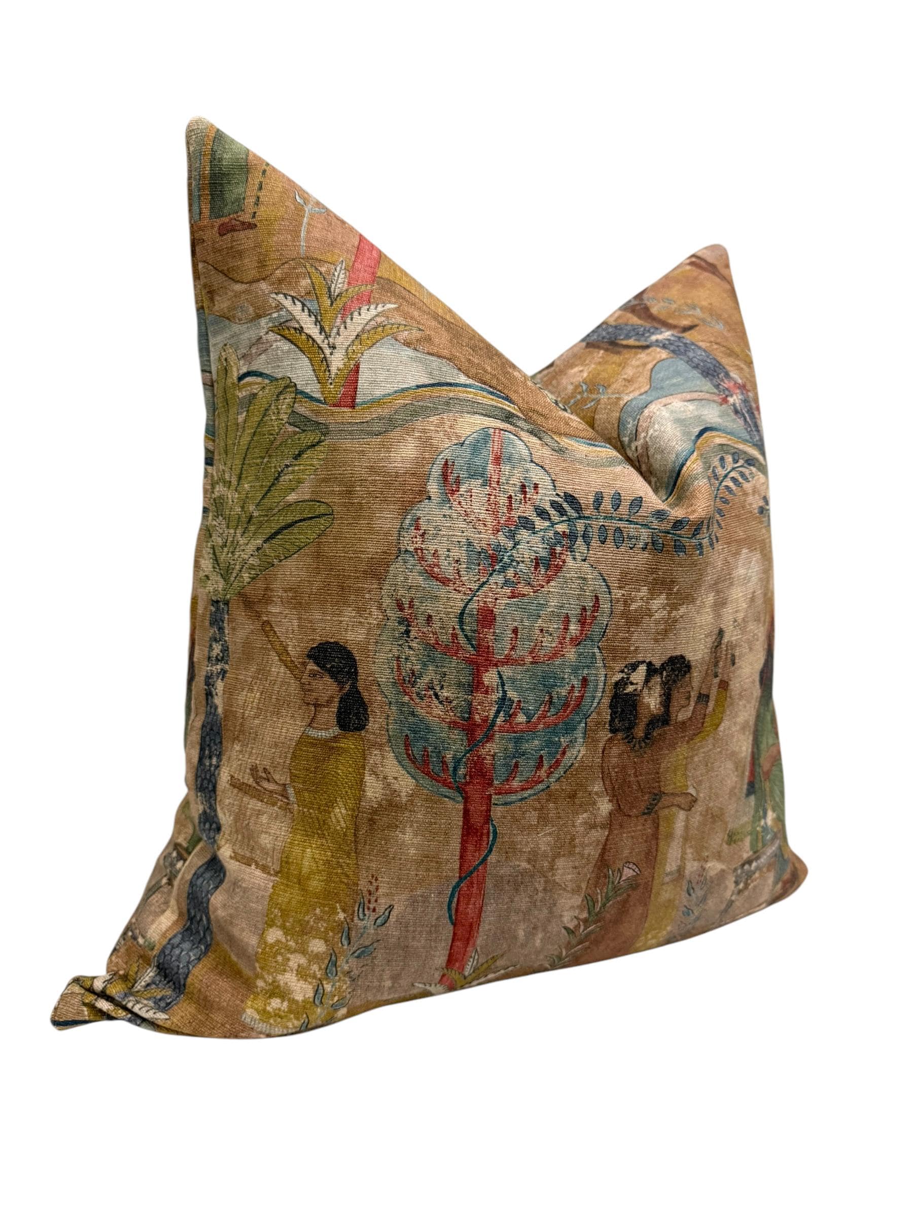 Vintage Tapestry Pillow, Antique-Inspired Decorative Cushion, Old World Decor Pillow, Rustic Boho Tapestry Cushion, Historical Art Cover