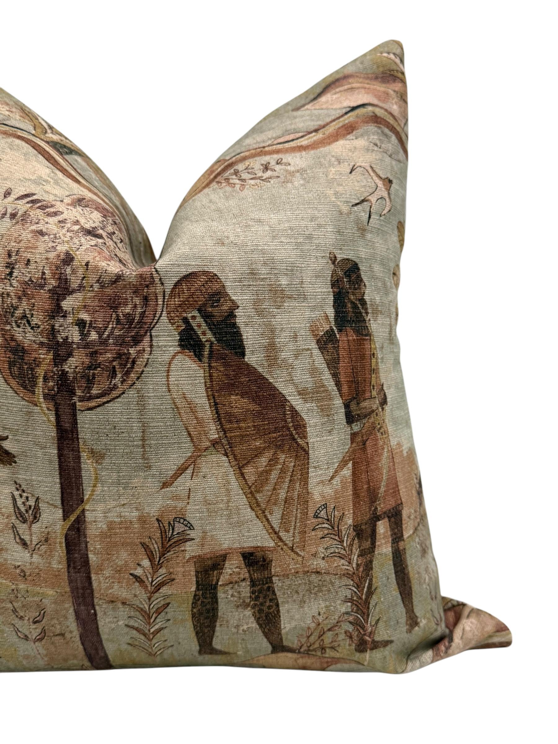 Vintage Tapestry Pillow Cover, Antique-Inspired Linen-Cotton Cushion