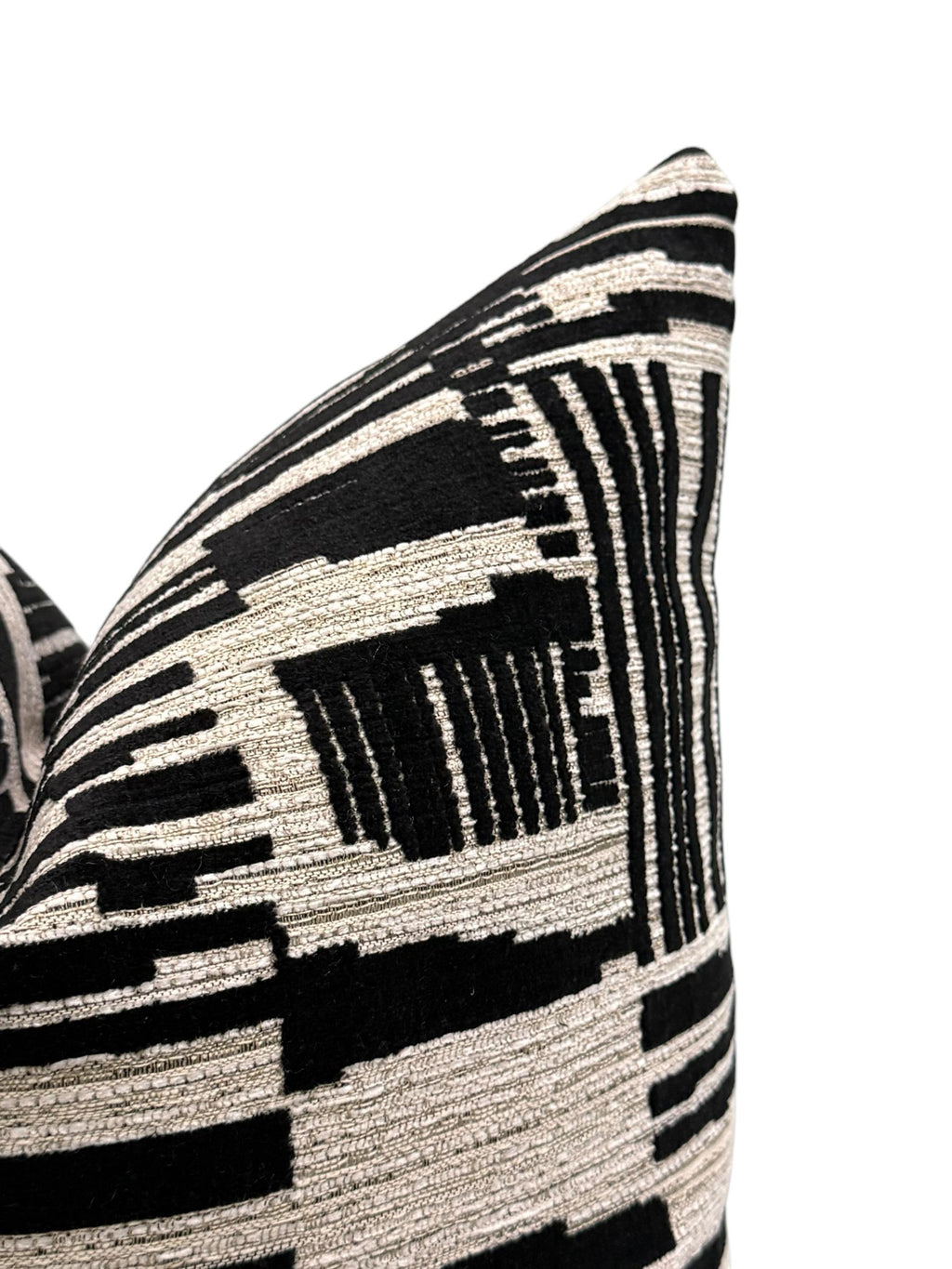 Black and White Pillow Cover, Modern Geometric Throw Pillow, Textured Cushion, Abstract Geometric Pillow | Black and Cream Accent Cushion
