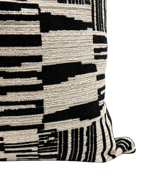 Black and White Pillow Cover, Modern Geometric Throw Pillow, Textured Cushion, Abstract Geometric Pillow | Black and Cream Accent Cushion
