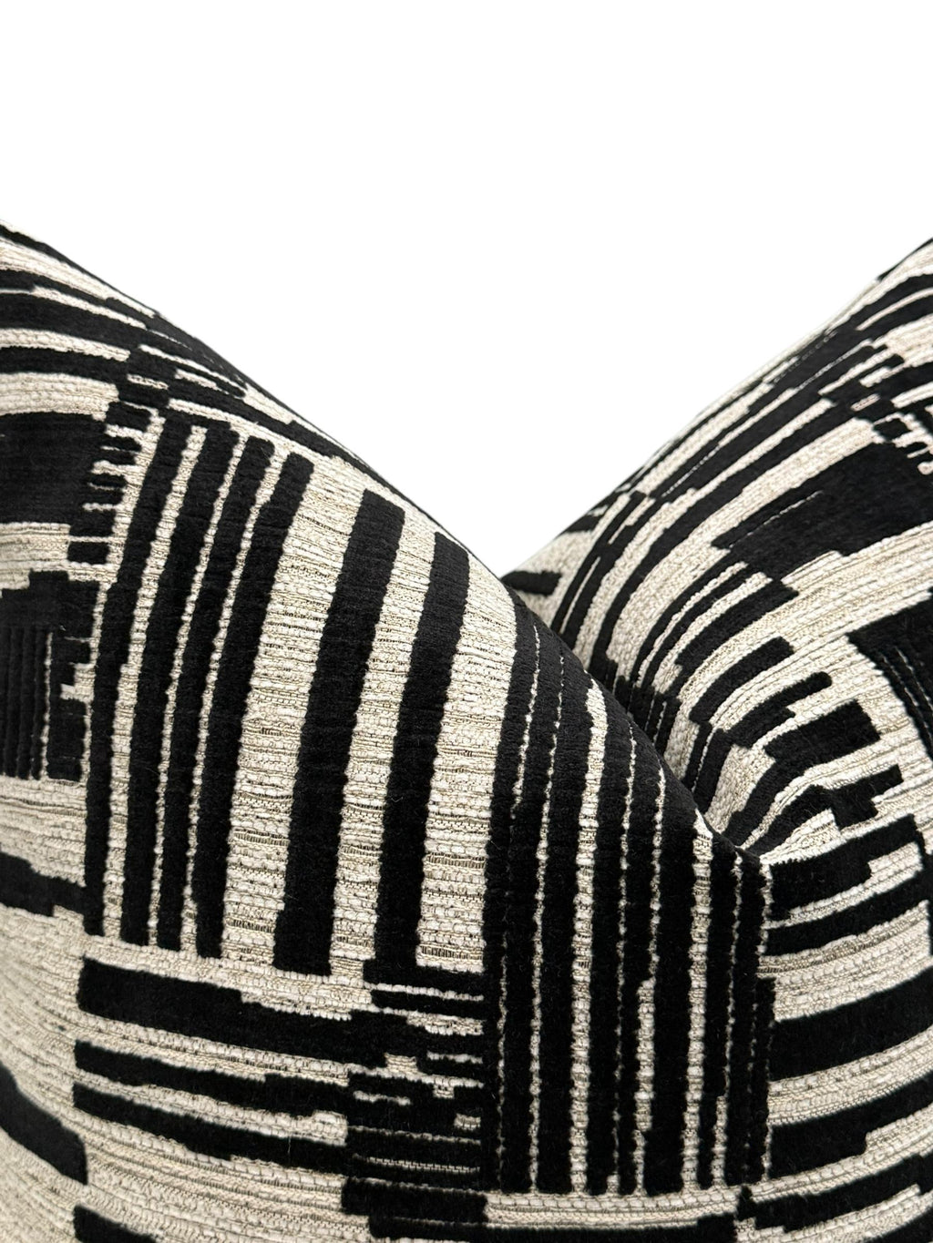 Black and White Pillow Cover, Modern Geometric Throw Pillow, Textured Cushion, Abstract Geometric Pillow | Black and Cream Accent Cushion