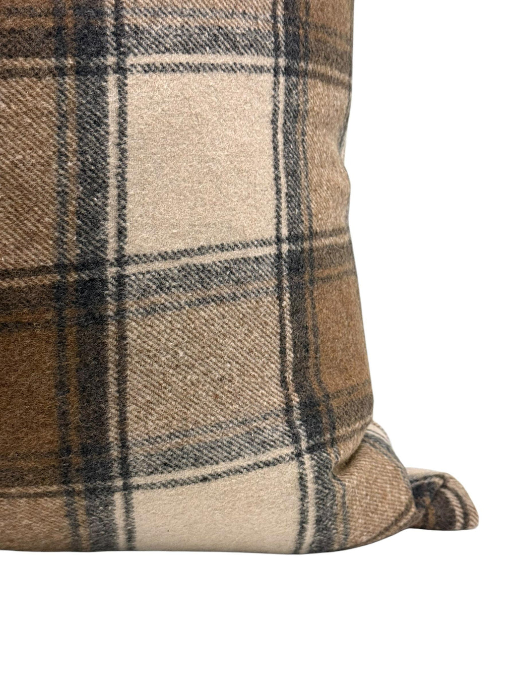 Plaid Pillow Cover, Rustic Farmhouse Throw Pillow, Brown Check Cushion, Cozy Wool Pillow Cover, Cabin Style, Flannel Plaid Pillow Cover