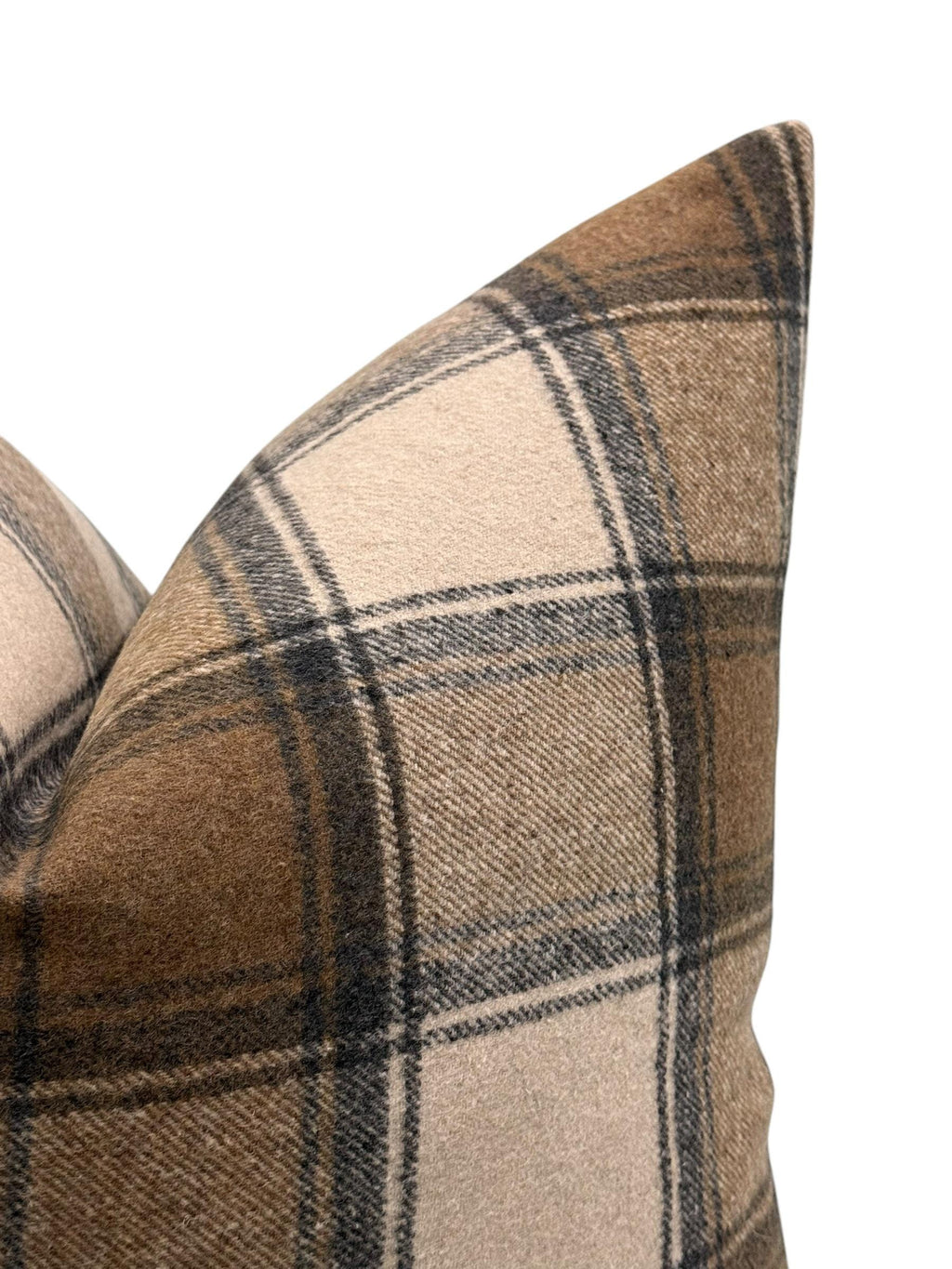 Plaid Pillow Cover, Rustic Farmhouse Throw Pillow, Brown Check Cushion, Cozy Wool Pillow Cover, Cabin Style, Flannel Plaid Pillow Cover