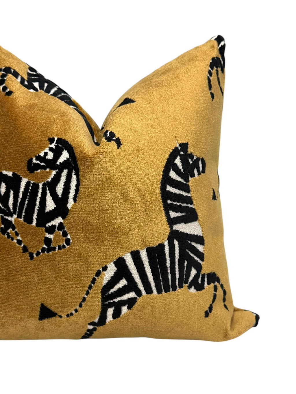 Dancing Zebra Gold Velvet Pillow Cover, Exotic Animal Print Pillow Cover, Safari Decor Velvet Pillow, Yellow and Black Zebra Cushion