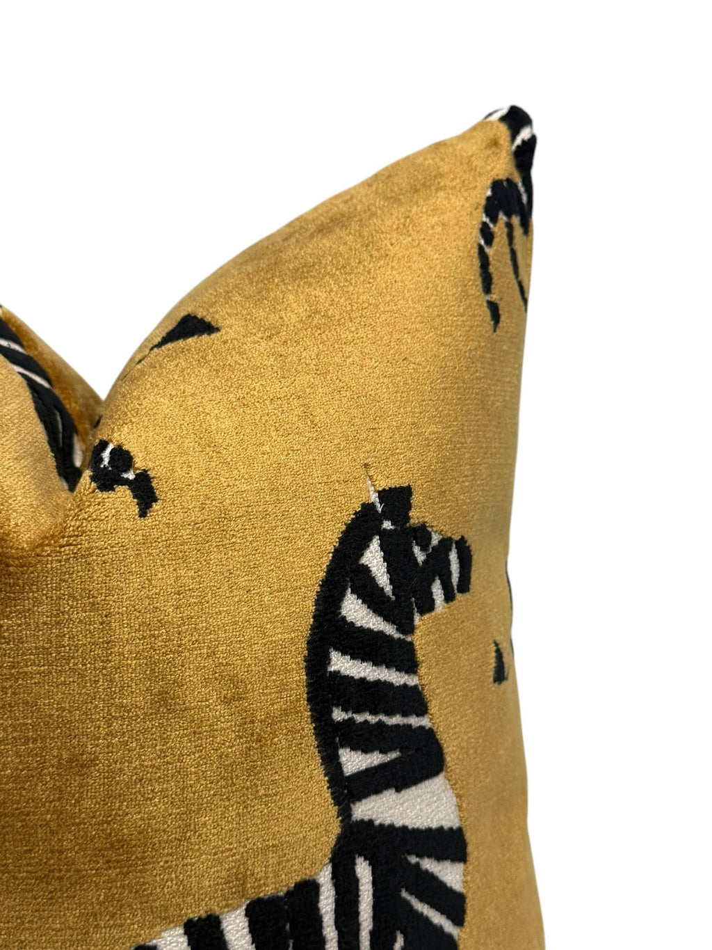Dancing Zebra Gold Velvet Pillow Cover, Exotic Animal Print Pillow Cover, Safari Decor Velvet Pillow, Yellow and Black Zebra Cushion