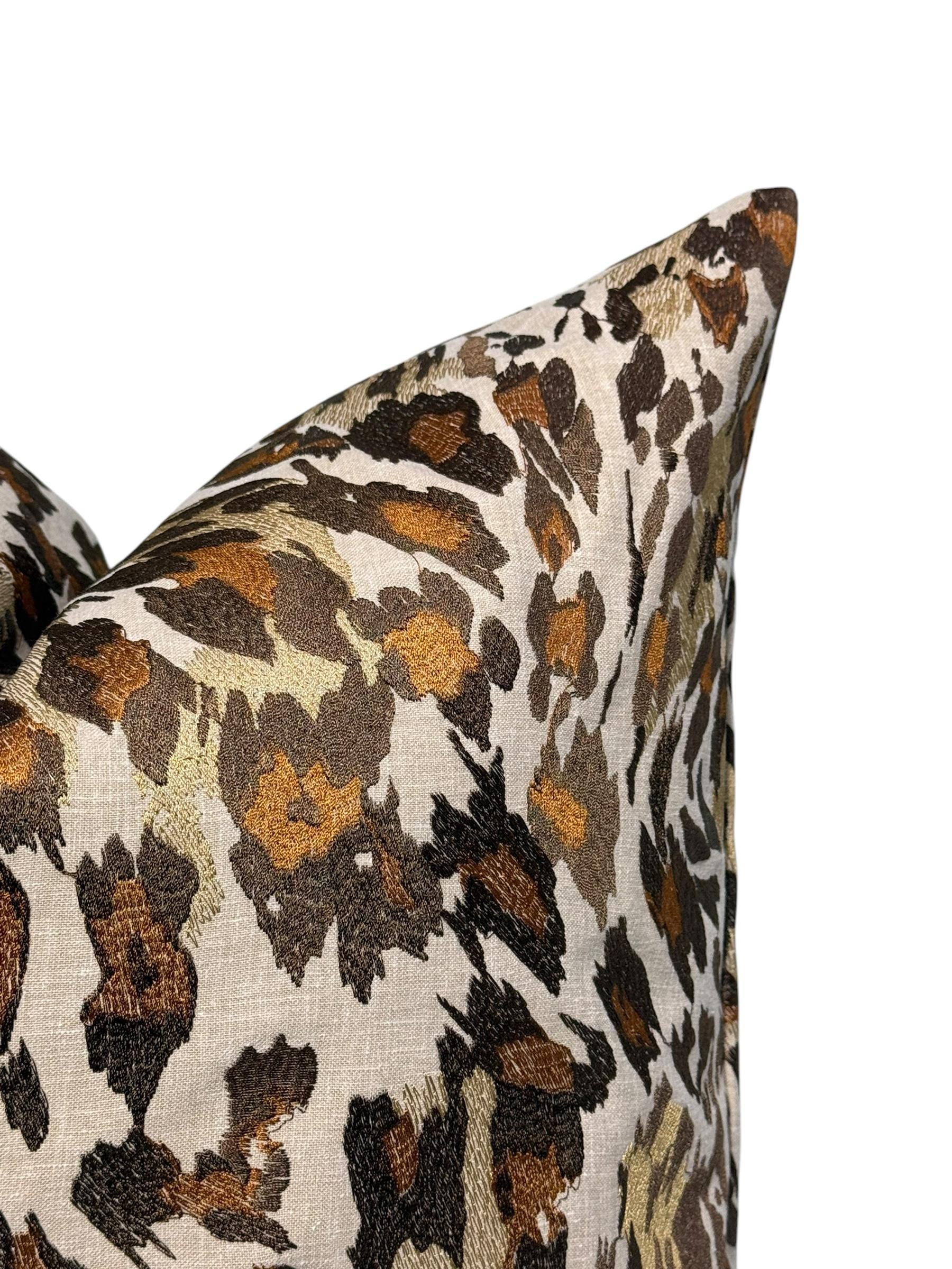 Handmade Cheetah Print Pillow Cover, Neutral Animal Print Cushion