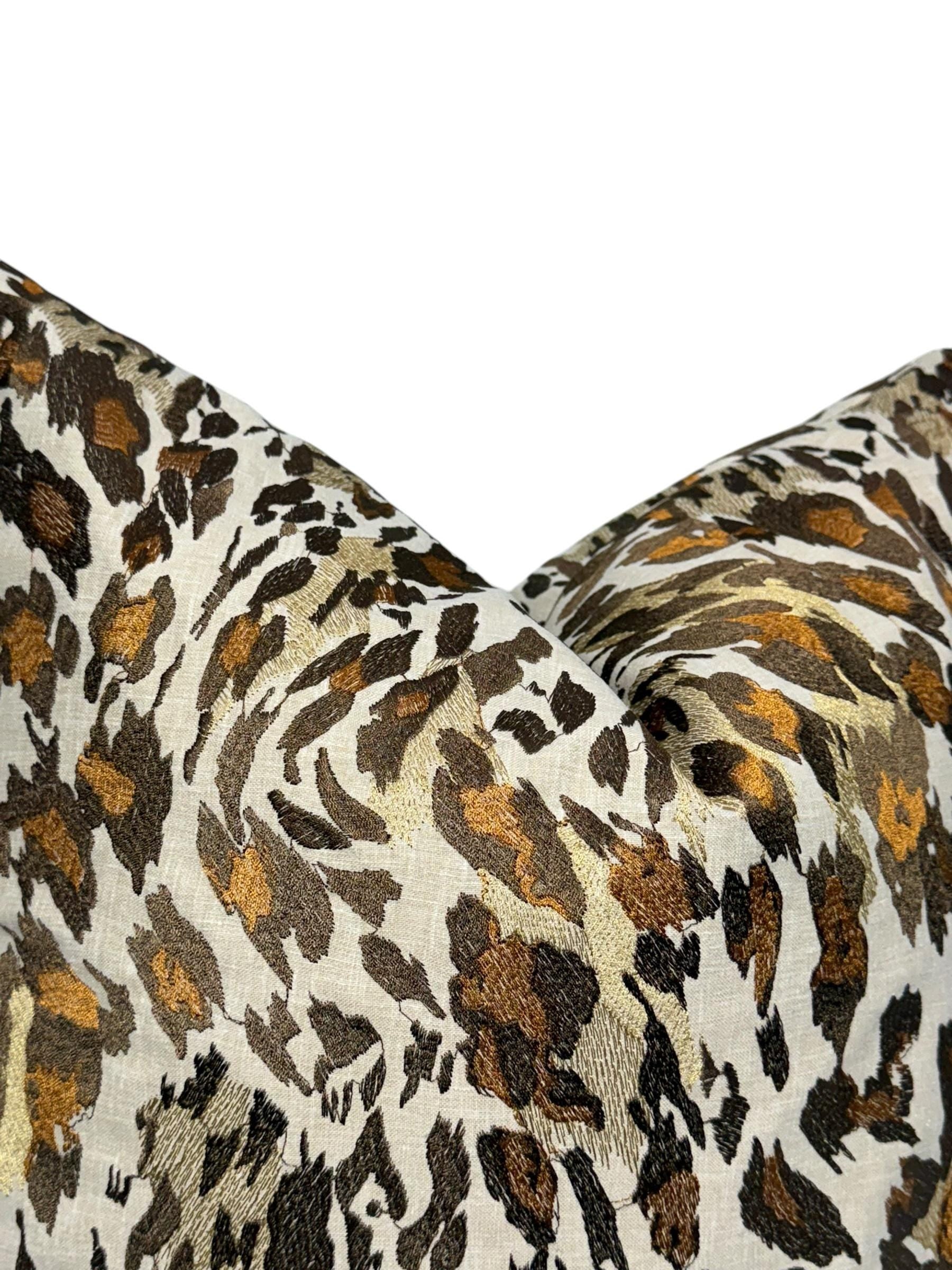 Handmade Cheetah Print Pillow Cover, Neutral Animal Print Cushion