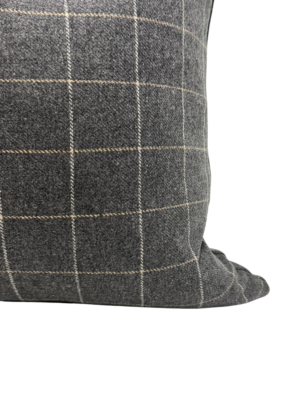 Gray Windowpane Plaid Wool Pillow Cover, Modern Farmhouse Cushion