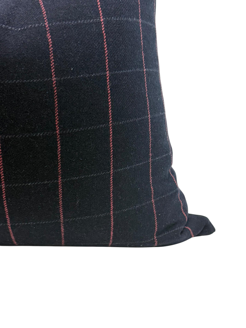 Navy Windowpane Pillow Cover, Wool Throw Pillow, Modern Plaid Cushion, Dark Blue Grid Pillow,  Red Stitch Plaid Cushion, Minimalist Pillow