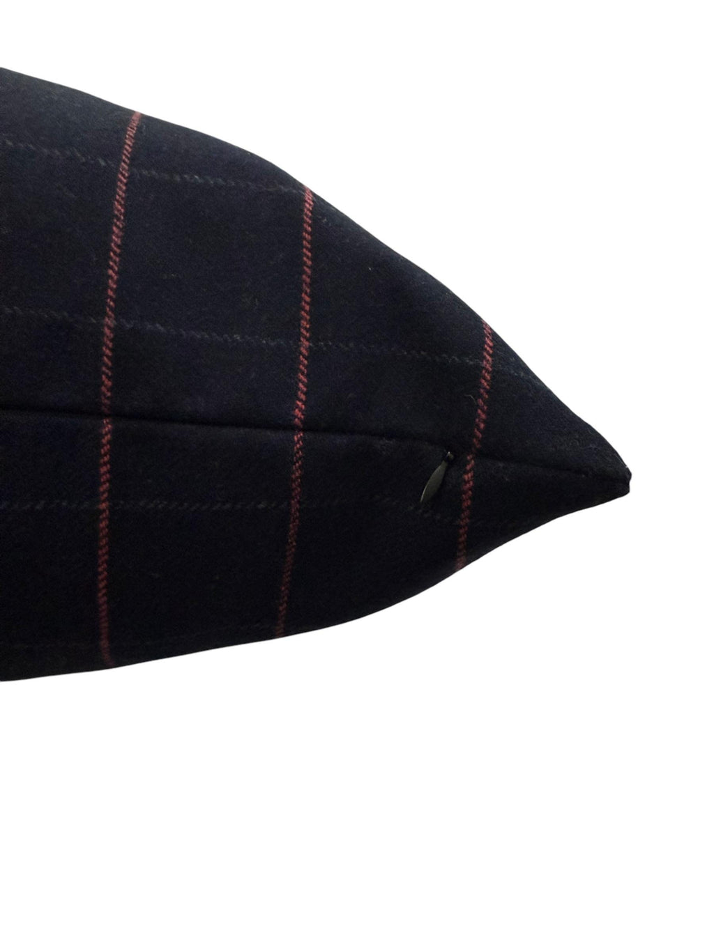 Navy Windowpane Pillow Cover, Wool Throw Pillow, Modern Plaid Cushion, Dark Blue Grid Pillow,  Red Stitch Plaid Cushion, Minimalist Pillow