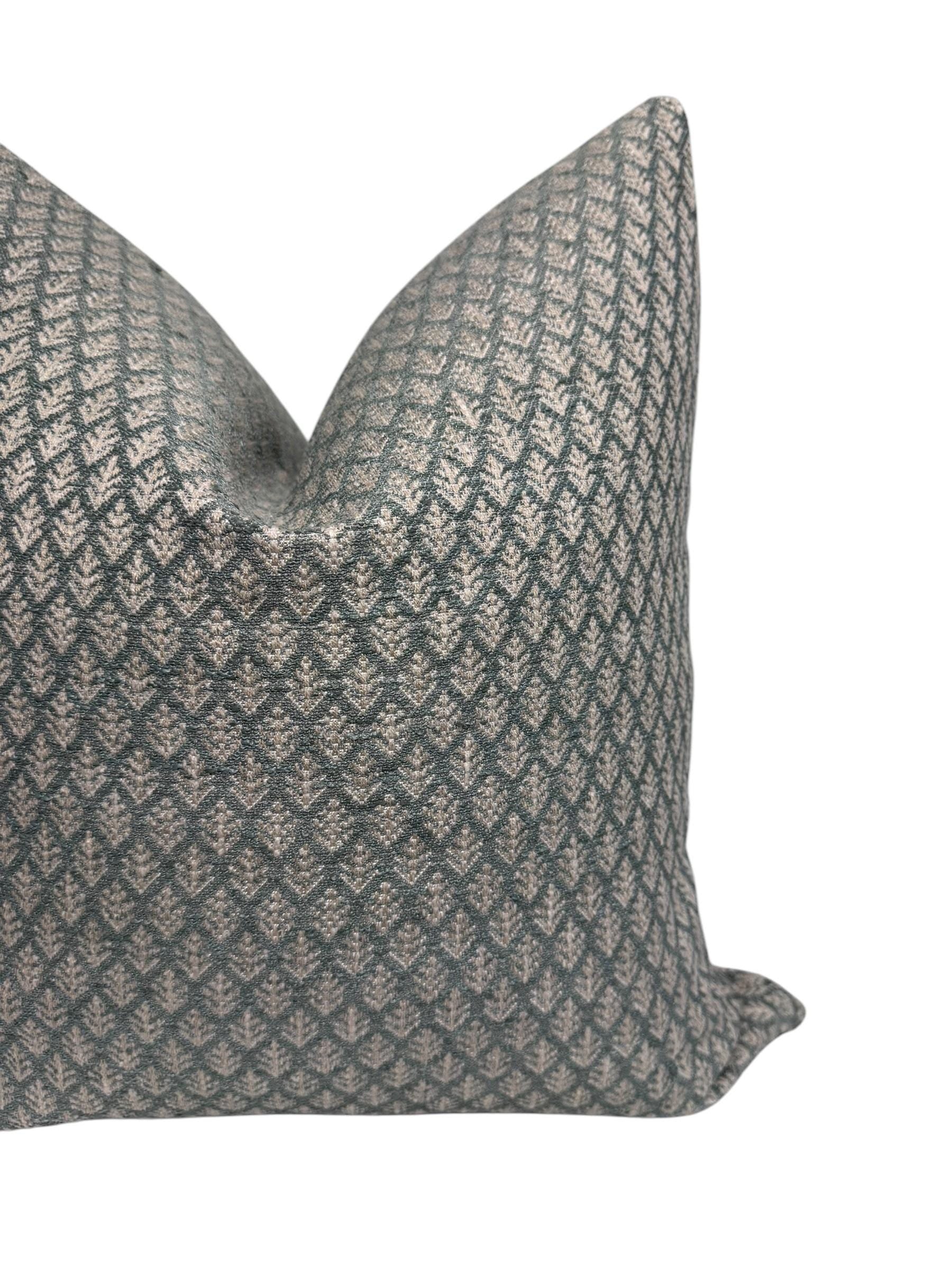 Muted Green Leaf Pattern Pillow Cover, Woven Accent Pillow