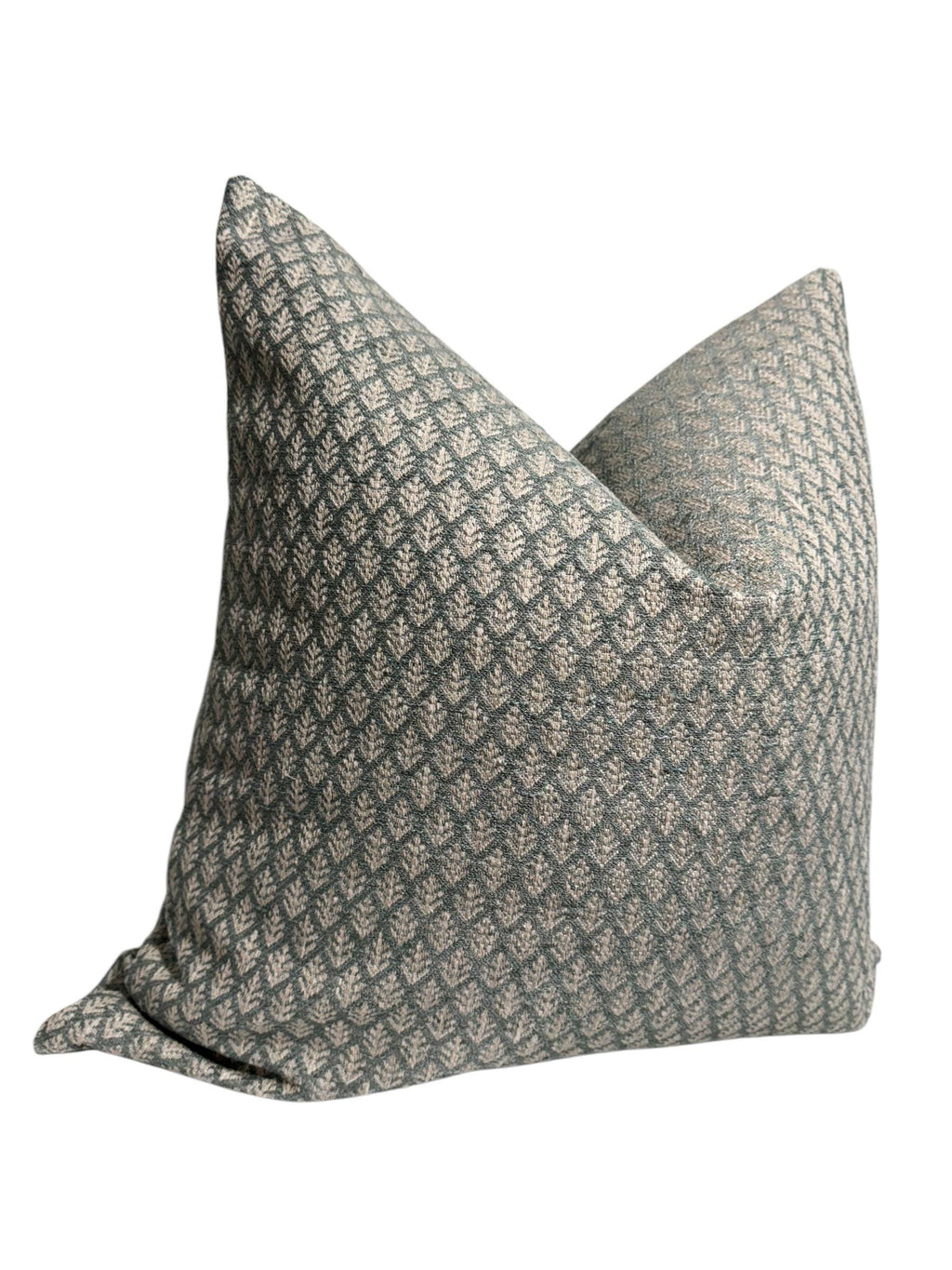Muted Green Leaf Pattern Pillow Cover, Woven Accent Pillow