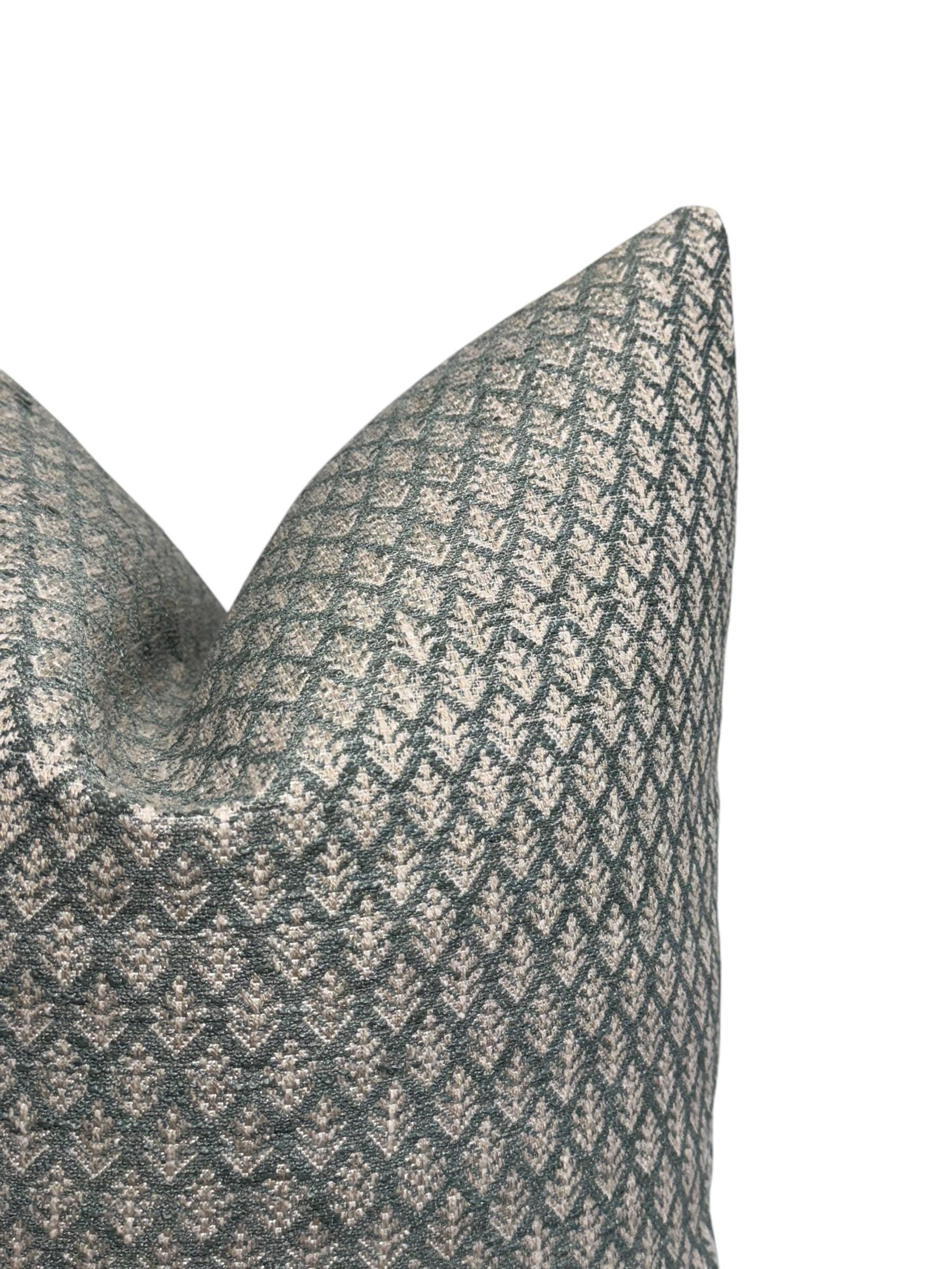 Muted Green Leaf Pattern Pillow Cover, Woven Accent Pillow