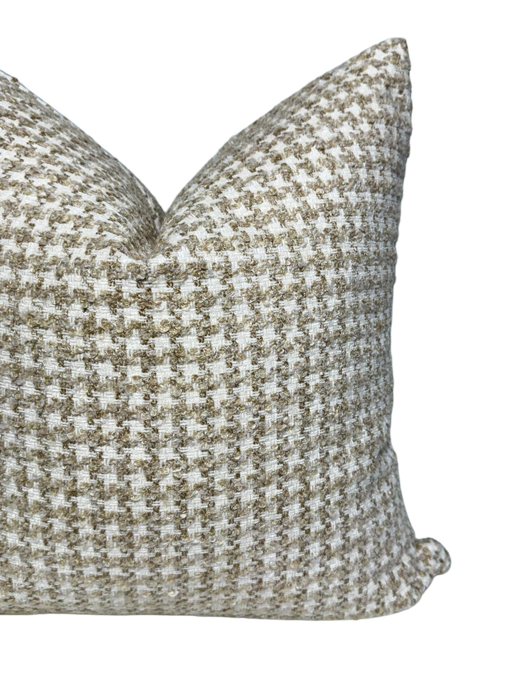 Handmade Beige Houndstooth Pillow Cover, Neutral Woven Throw Pillow