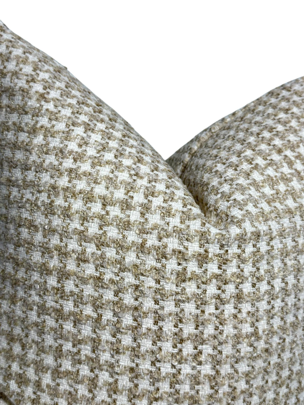 Handmade Beige Houndstooth Pillow Cover, Neutral Woven Throw Pillow
