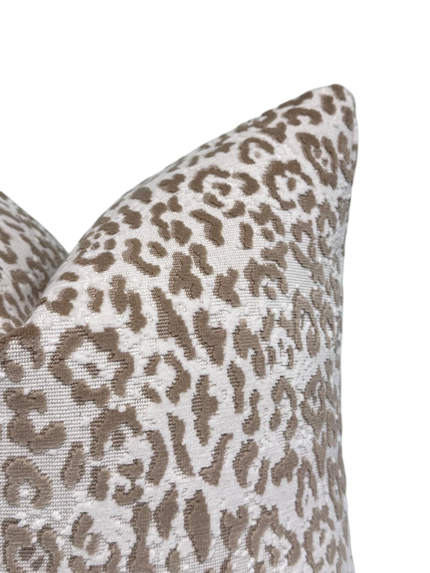 Handmade Neutral Leopard Velvet Pillow Cover, Modern Accent Cushion