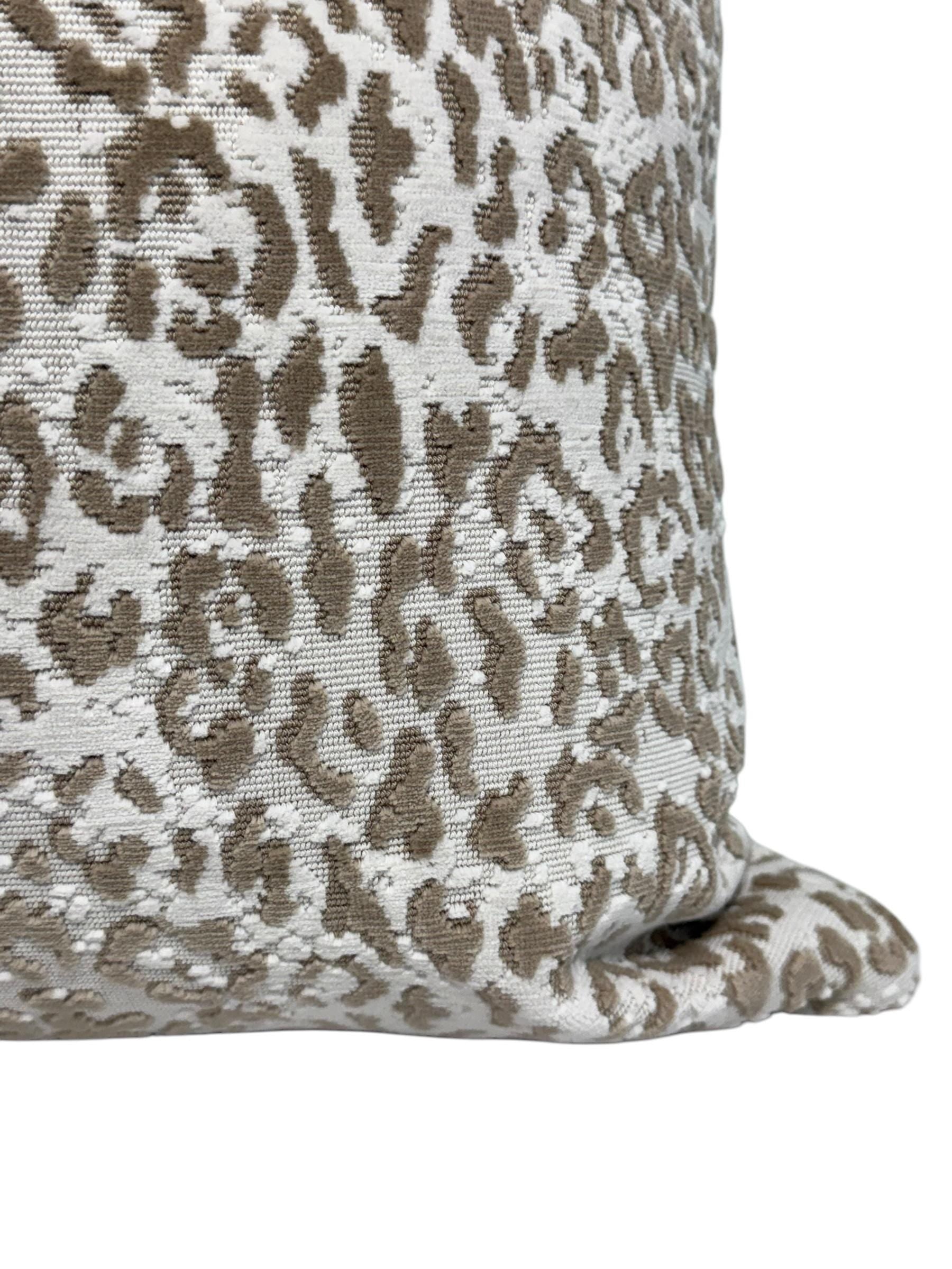 Handmade Neutral Leopard Velvet Pillow Cover, Modern Accent Cushion