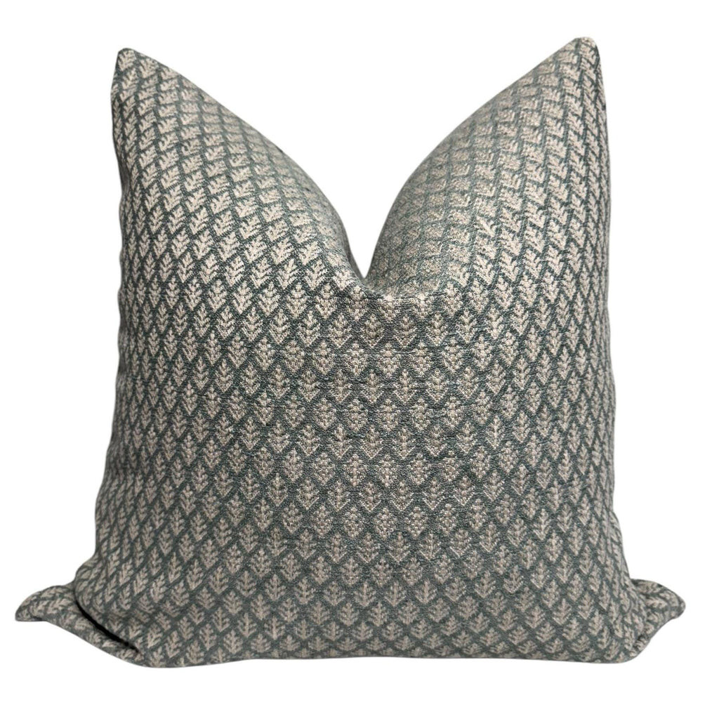 Muted Green Leaf Pattern Pillow Cover, Woven Accent Pillow