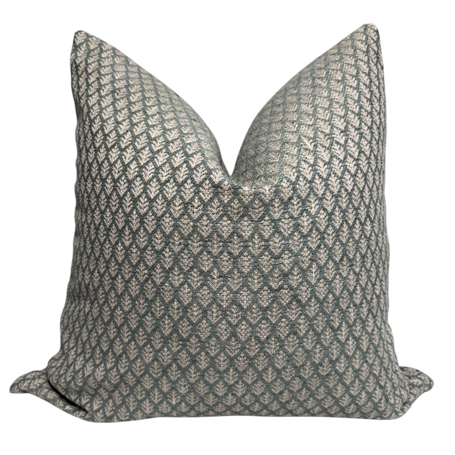 Muted Green Leaf Pattern Pillow Cover, Woven Accent Pillow
