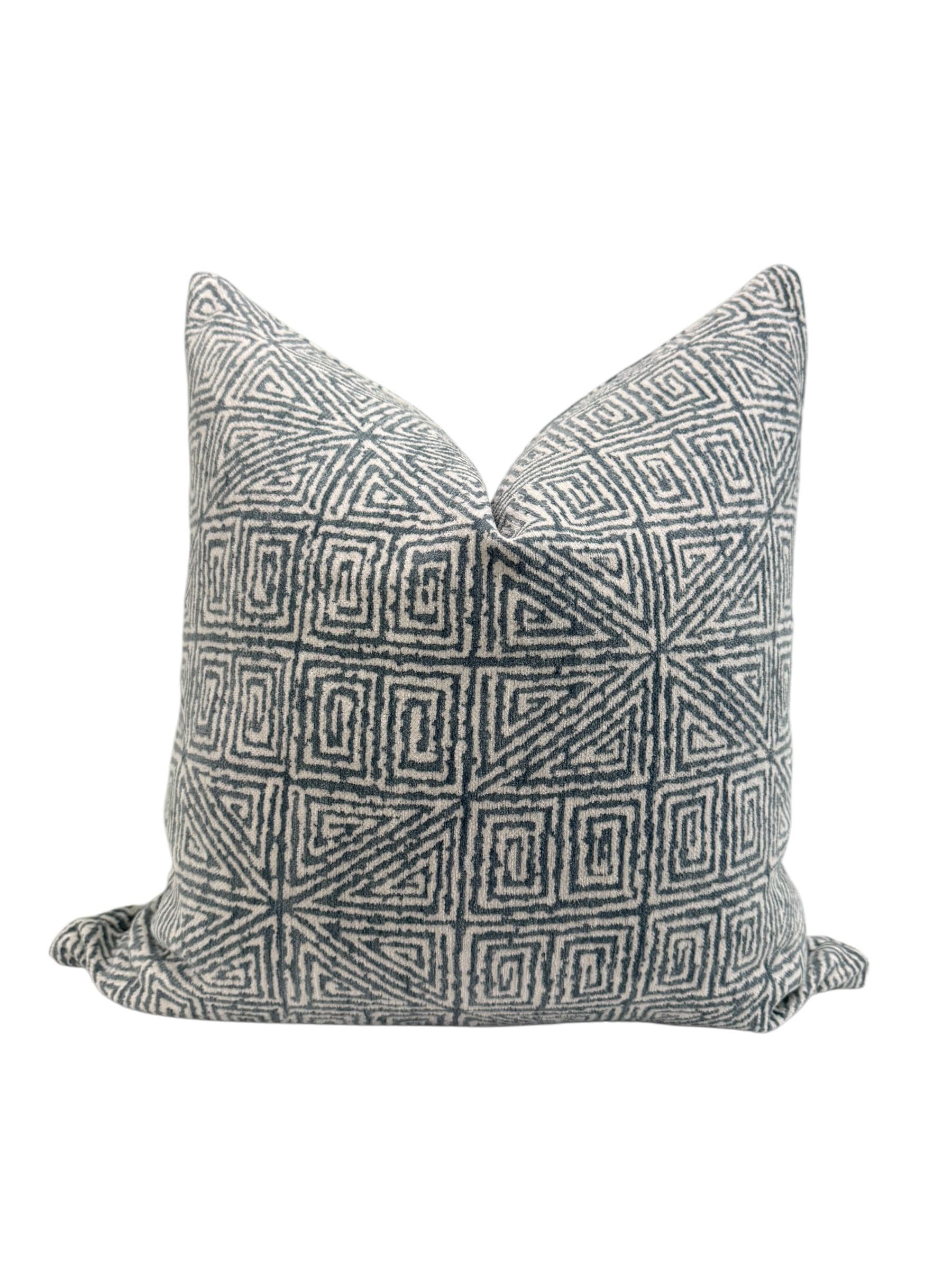 Navy Blue Geometric Pillow Cover, Modern Maze Design